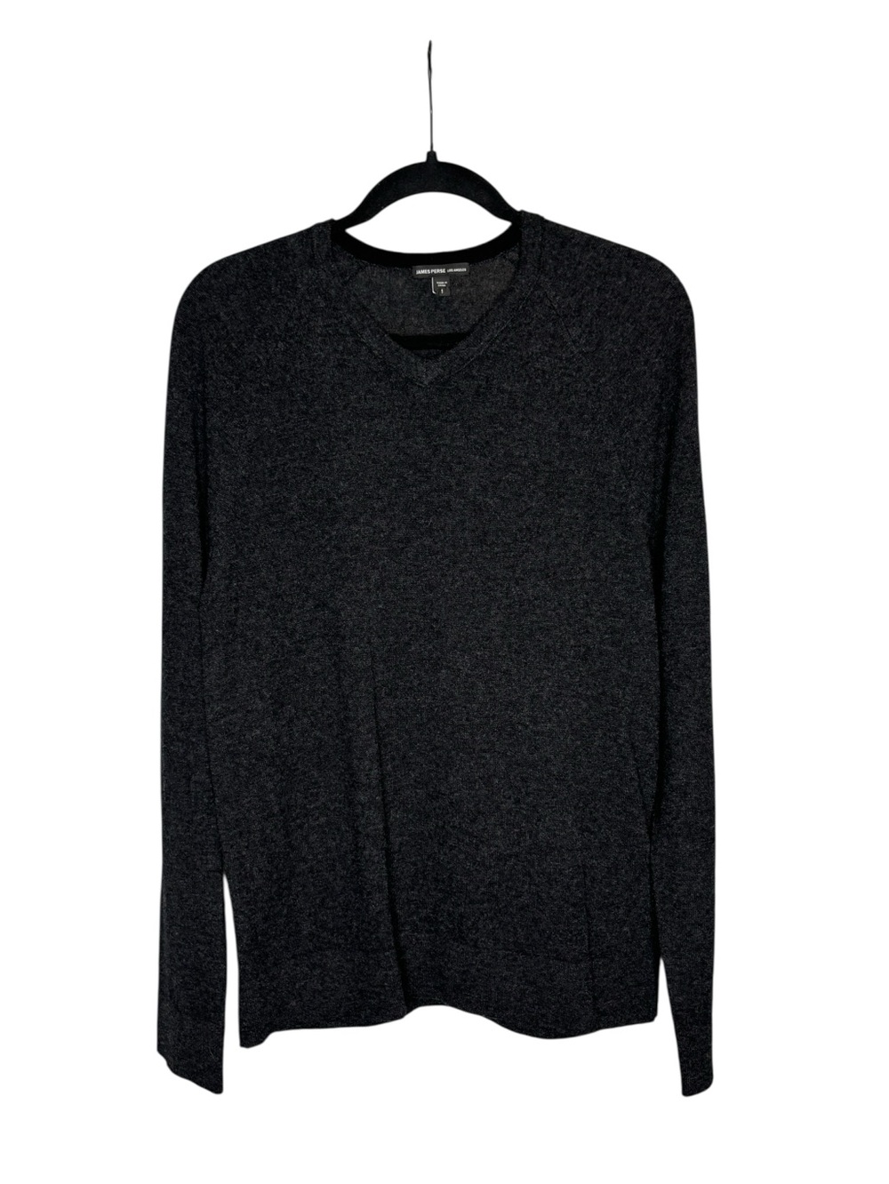 James Perse Cashmere V-Neck Sweater Size S Dark Gray